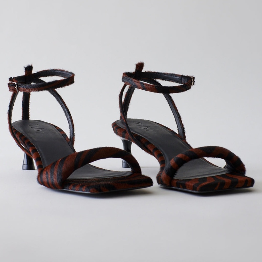 Tibi Pony Hair Zebra Print Cameron Sandals Size US 9 / 39